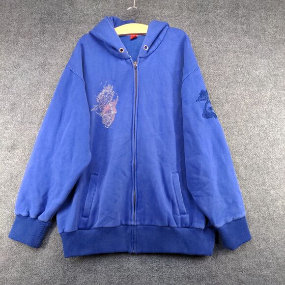 Ciano Farmer Men's Full Zip Hoodie Sweatshirt 3XL Long Sleeve Blue Embroidered - Picture 2 of 15